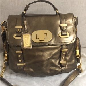 Badgley Mischka gold leather crossbody bag
